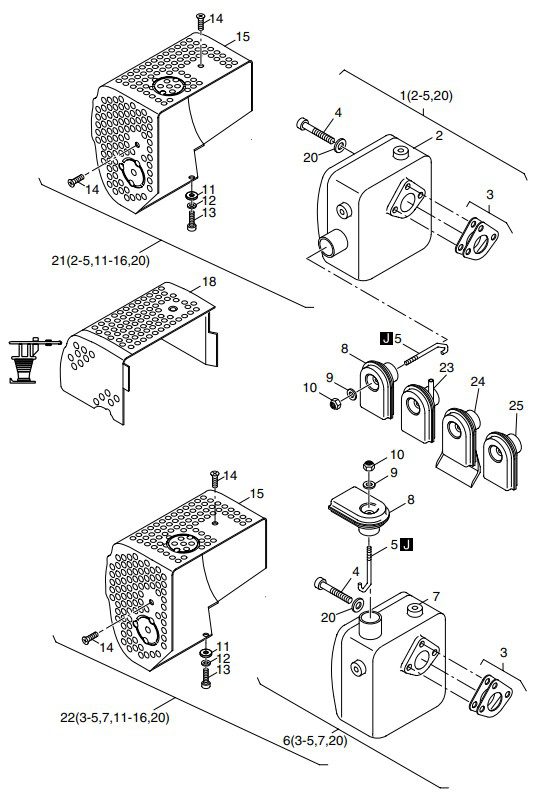 Hatz 1B20 Exhaust silencer