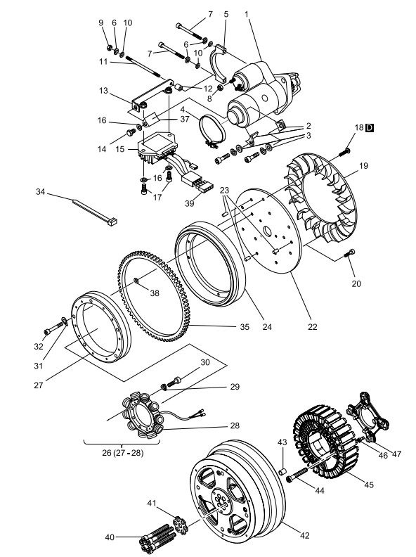Hatz 1B20 Starter, alternator