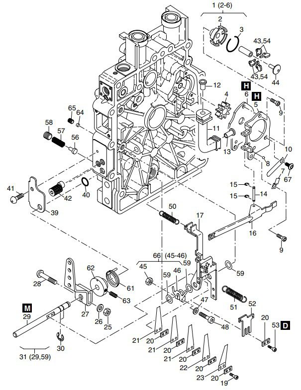 Hatz 1B30 Oil pump, governor, speed control