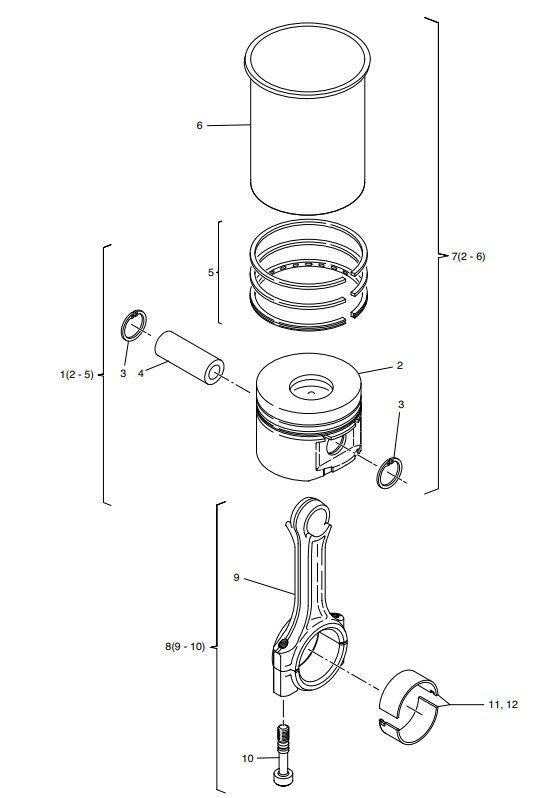 Hatz 1B30 Piston, conrod, cylinder