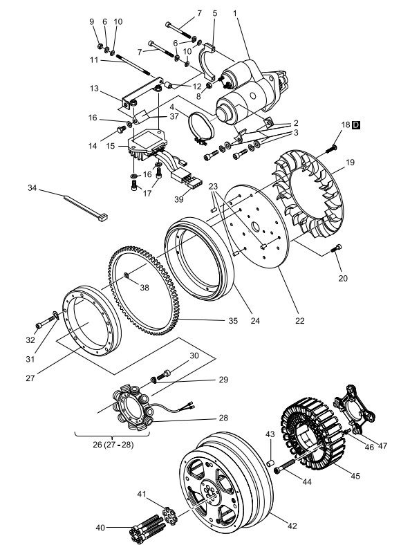 Hatz 1B30 Starter, alternator
