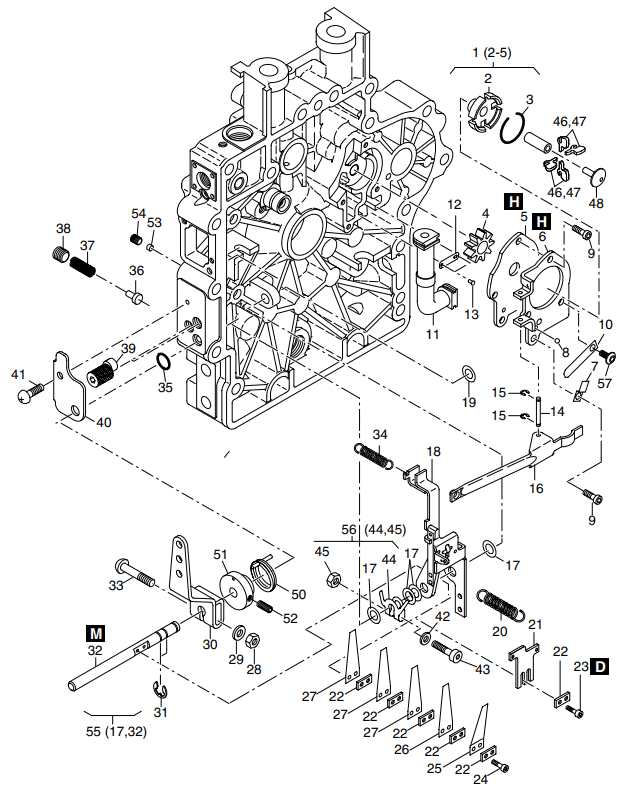 Hatz 1B40 Oil pump, governor, speed control