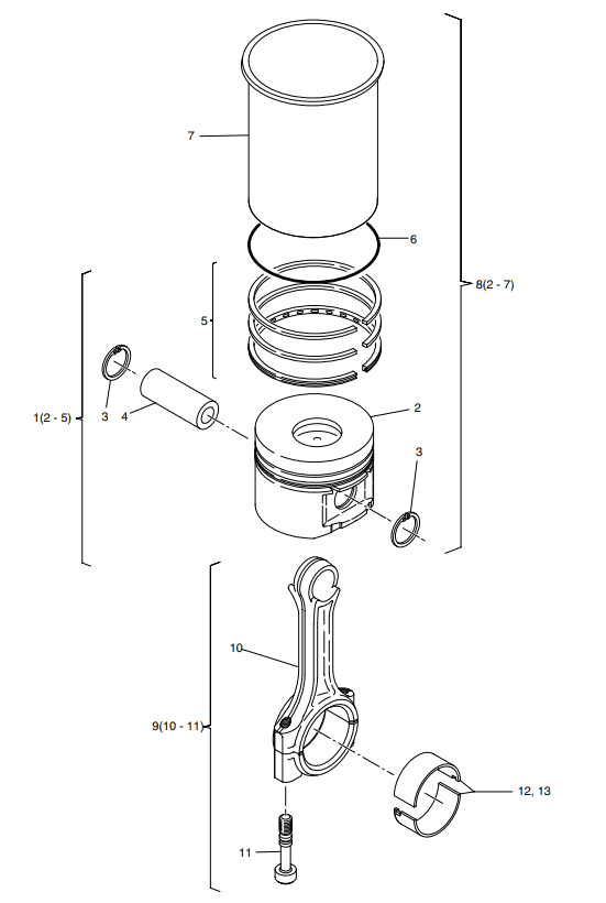 Hatz 1B40 Piston, conrod, cylinder